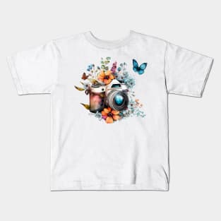 Spring Floral Camera Kids T-Shirt